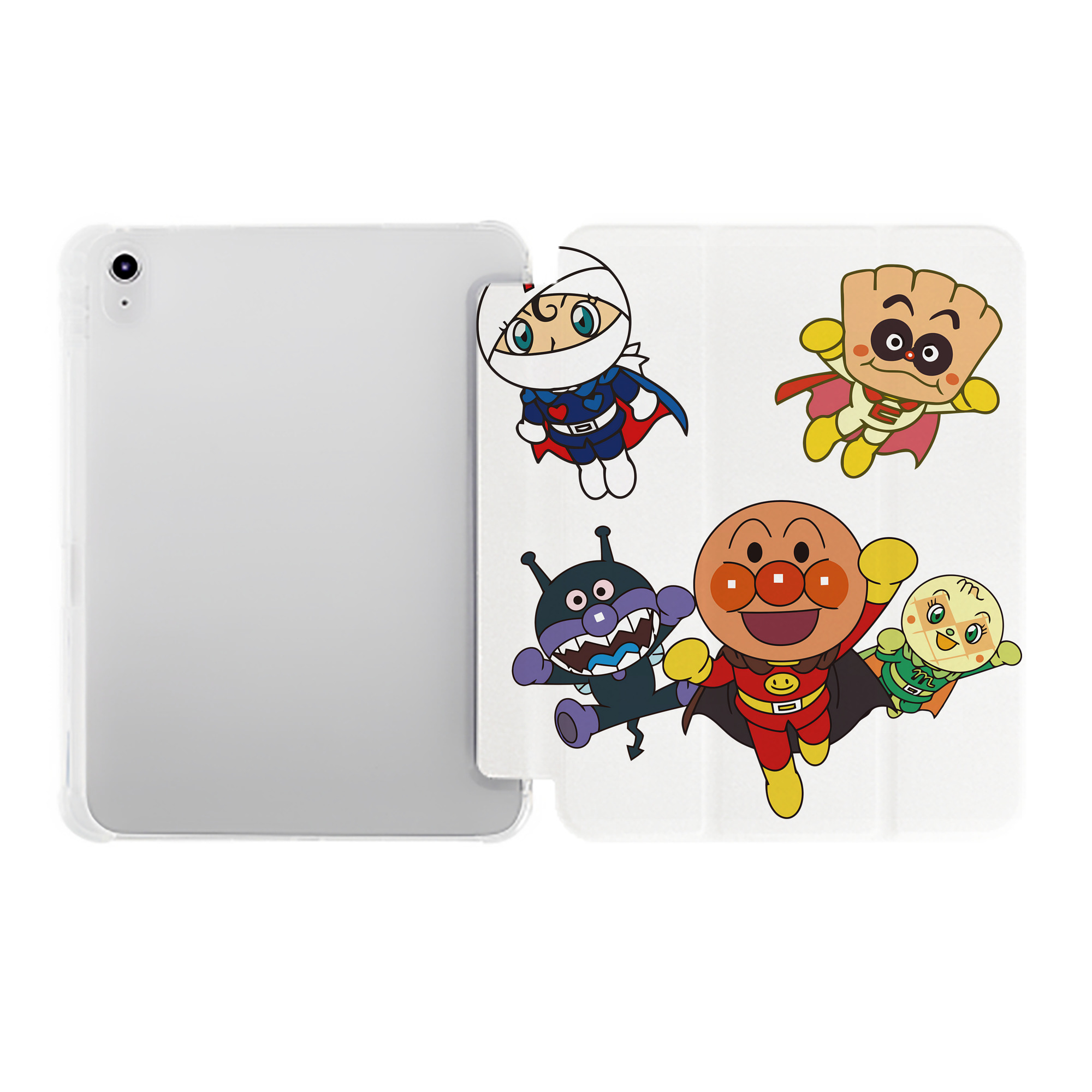 （画像用） アンパンマン Anpanman IPad ケース ペン収納付き 三つ折りスタンド PUレザー×シリコン 対応機種9.5/10.5/10.9インチ